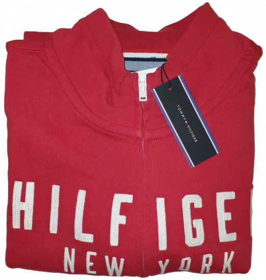 Tommy Hilfiger Kent Zip Thru Sweatshirt Red - Motleyho bláznivý aprílový výpredaj - 