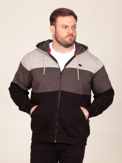 D555 Fitzgerald Zip Through Hoody With Cut & Sew Panels Čierna - Mikiny & mikiny bez kapucne - Mikiny & Mikiny s Kapucňou 2XL-12XL