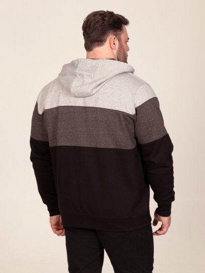 D555 Fitzgerald Zip Through Hoody With Cut & Sew Panels Čierna - Mikiny & mikiny bez kapucne - Mikiny & Mikiny s Kapucňou 2XL-12XL