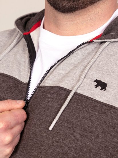 D555 Fitzgerald Zip Through Hoody With Cut & Sew Panels Čierna - Mikiny & mikiny bez kapucne - Mikiny & Mikiny s Kapucňou 2XL-12XL