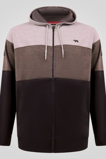 D555 Fitzgerald Zip Through Hoody With Cut & Sew Panels Čierna - Mikiny & mikiny bez kapucne - Mikiny & Mikiny s Kapucňou 2XL-12XL