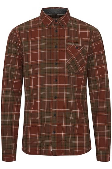Blend Checked Long Sleeve Shirt 4324 Brown - Košele - Košele 2XL-10XL