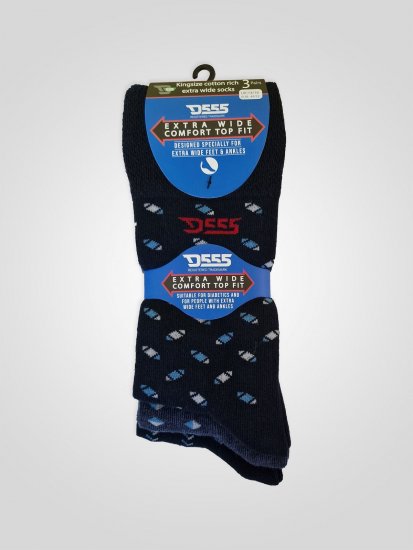 D555 Harold 3 Extra Wide Comfort Fit Socks 3-pack Navy/Denim - Spodná bielizeň - Spodné Prádlo 2XL-8XL