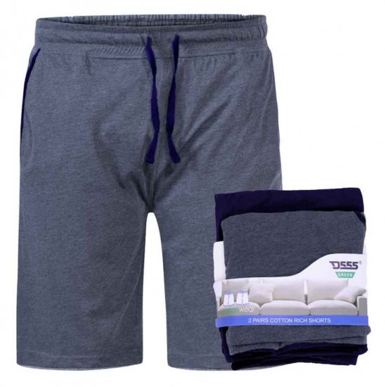 D555 Cobra Two Pack Elasticated Waist Band Jersey Shorts With Pockets - Tepláky & teplákové kraťasy - Tepláky & Teplákové kraťasy - 2XL-12XL