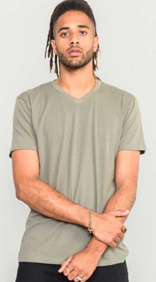 D555 Signature V-neck T-shirt Khaki - Tričká - Nadrozmerné tričká - 2XL-14XL