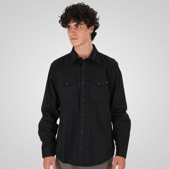 Double Outfitters GS-5126 Košeľa s patentmi Čierna - Košele - Košele 2XL-10XL