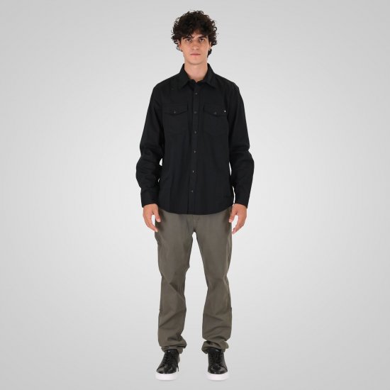 Double Outfitters GS-5126 Košeľa s patentmi Čierna - Košele - Košele 2XL-10XL
