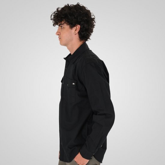 Double Outfitters GS-5126 Košeľa s patentmi Čierna - Košele - Košele 2XL-10XL