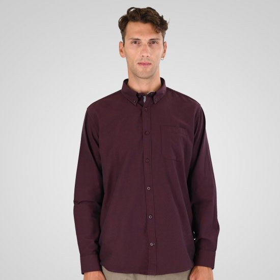 Double Outfitters GS-5225 Oxfordská košeľa Vínová - Košele - Košele 2XL-10XL