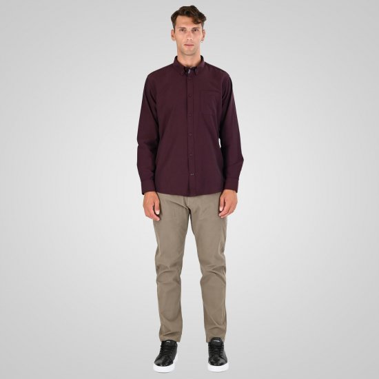 Double Outfitters GS-5225 Oxfordská košeľa Vínová - Košele - Košele 2XL-10XL