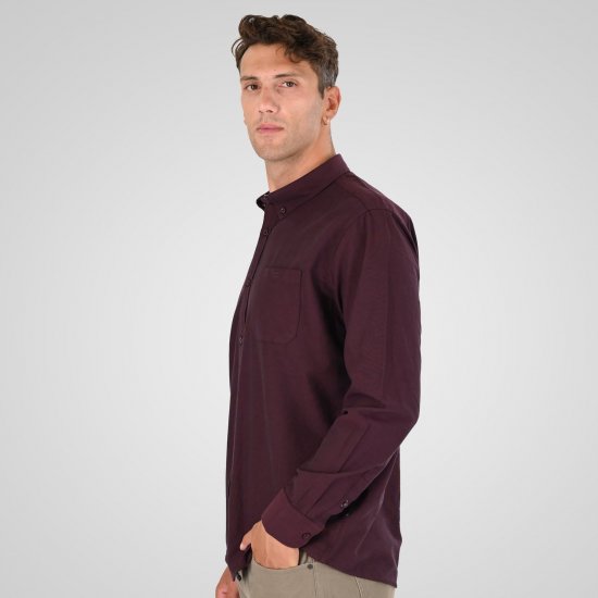 Double Outfitters GS-5225 Oxfordská košeľa Vínová - Košele - Košele 2XL-10XL