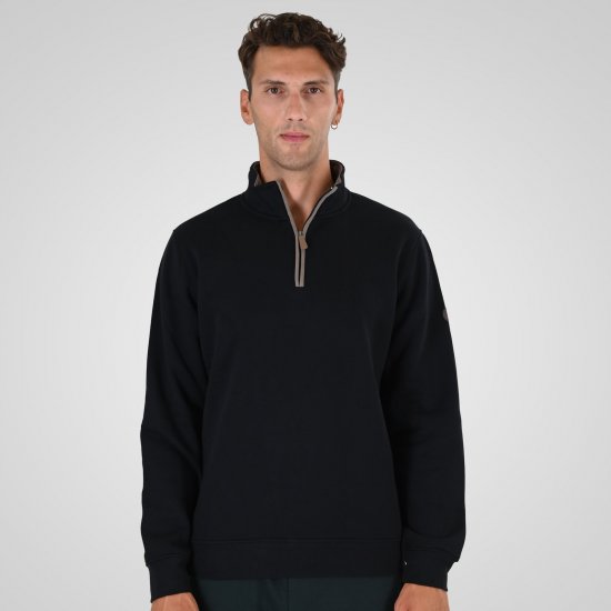 Double Outfitters MTOP-1163 Mikina s krátkym zipsom Čierna - Mikiny & mikiny bez kapucne - Mikiny & Mikiny s Kapucňou 2XL-12XL