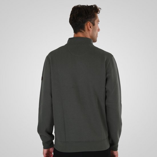 Double Outfitters MTOP-1163 Mikina s krátkym zipsom Khaki - Mikiny & mikiny bez kapucne - Mikiny & Mikiny s Kapucňou 2XL-12XL