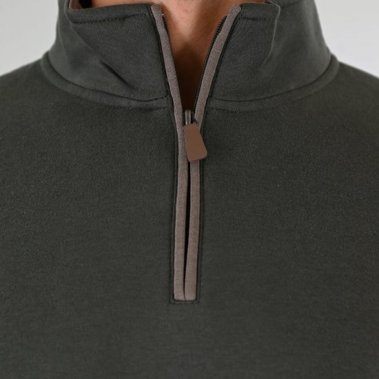 Double Outfitters MTOP-1163 Mikina s krátkym zipsom Khaki - Mikiny & mikiny bez kapucne - Mikiny & Mikiny s Kapucňou 2XL-12XL