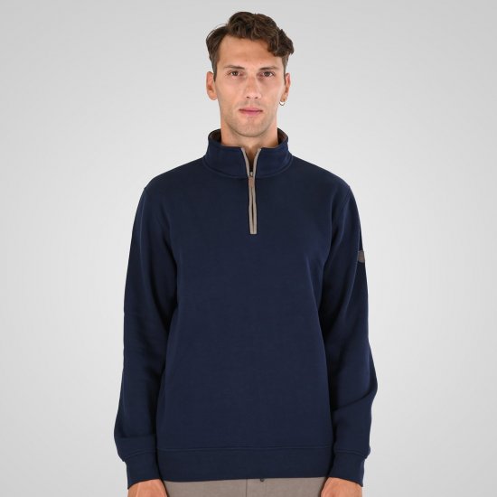 Double Outfitters MTOP-1163 Mikina s krátkym zipsom Námornícka modrá - Mikiny & mikiny bez kapucne - Mikiny & Mikiny s Kapucňou 2XL-12XL