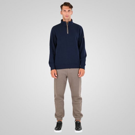 Double Outfitters MTOP-1163 Mikina s krátkym zipsom Námornícka modrá - Mikiny & mikiny bez kapucne - Mikiny & Mikiny s Kapucňou 2XL-12XL