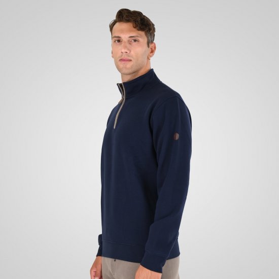 Double Outfitters MTOP-1163 Mikina s krátkym zipsom Námornícka modrá - Mikiny & mikiny bez kapucne - Mikiny & Mikiny s Kapucňou 2XL-12XL