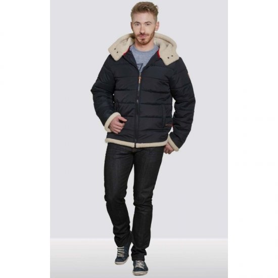 D555 Hudson Hooded Puffer Jacket Navy - Bundy - Bundy Nadmerné Veľkosti 2XL-8XL