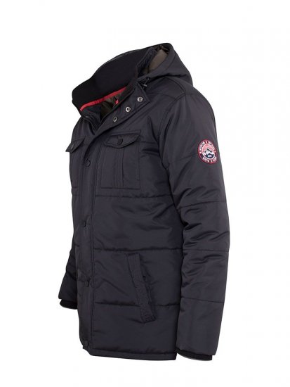 D555 Lonsdale Parka Style Jacket With Embroidery Patch On Sleeve Black - Bundy - Bundy Nadmerné Veľkosti 2XL-8XL