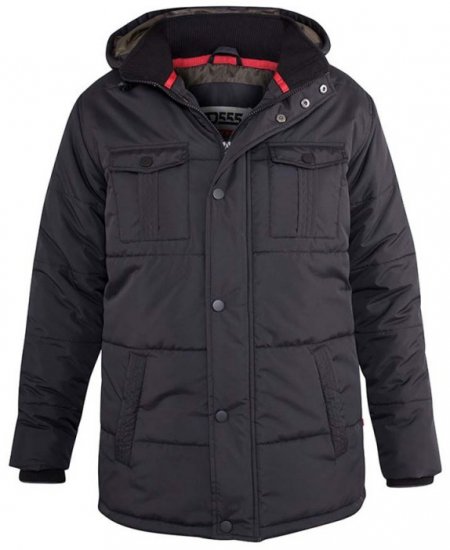 D555 Lonsdale Parka Style Jacket With Embroidery Patch On Sleeve Black - Bundy - Bundy Nadmerné Veľkosti 2XL-8XL