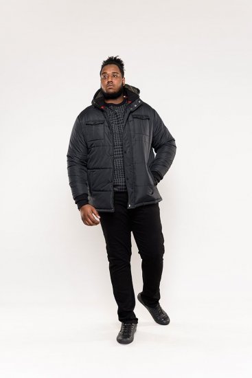 D555 Lonsdale Parka Style Jacket With Embroidery Patch On Sleeve Black - Bundy - Bundy Nadmerné Veľkosti 2XL-8XL