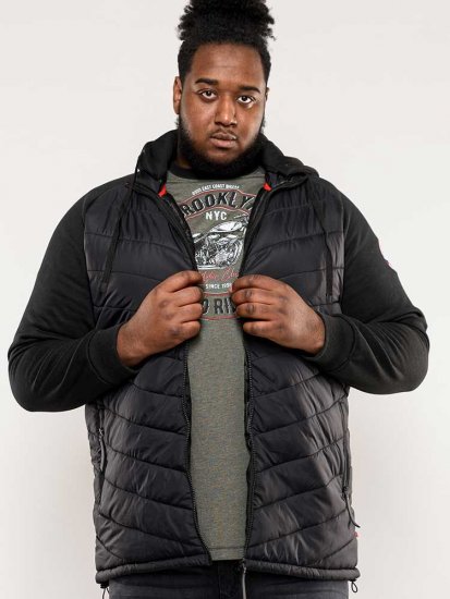 D555 Thorpe Hooded Quilted Jacket With Fleece Sleeves And Removable Fleece Hood - Bundy - Bundy Nadmerné Veľkosti 2XL-8XL