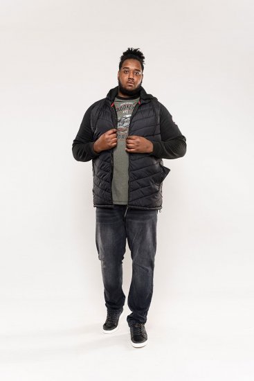 D555 Thorpe Hooded Quilted Jacket With Fleece Sleeves And Removable Fleece Hood - Bundy - Bundy Nadmerné Veľkosti 2XL-8XL