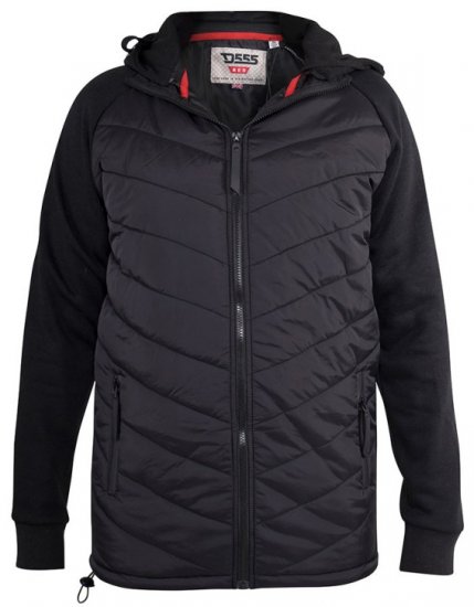 D555 Thorpe Hooded Quilted Jacket With Fleece Sleeves And Removable Fleece Hood - Bundy - Bundy Nadmerné Veľkosti 2XL-8XL