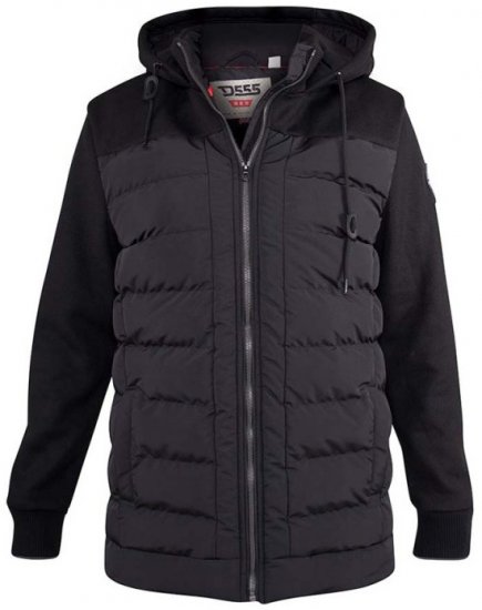 D555 Hampshire Hooded Quilted Jacket Black - Bundy - Bundy Nadmerné Veľkosti 2XL-8XL