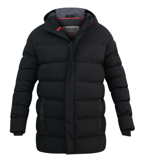 D555 Grove Quilted Parka Jacket Black - Bundy - Bundy Nadmerné Veľkosti 2XL-8XL