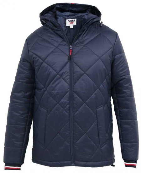 D555 Angus Diamond Quilted Puffer Jacket Navy - Bundy - Bundy Nadmerné Veľkosti 2XL-8XL