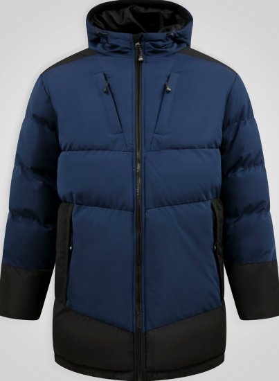 D555 Hank Ripstop Contrast Panelled Padded Hooded Jacket Námornícka modrá - Bundy - Bundy Nadmerné Veľkosti 2XL-8XL