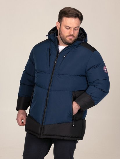 D555 Hank Ripstop Contrast Panelled Padded Hooded Jacket Námornícka modrá - Bundy - Bundy Nadmerné Veľkosti 2XL-8XL