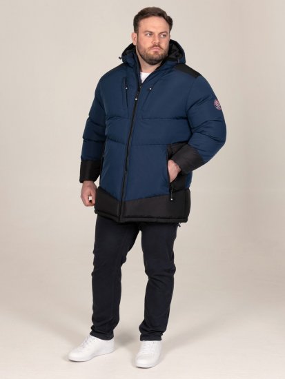 D555 Hank Ripstop Contrast Panelled Padded Hooded Jacket Námornícka modrá - Bundy - Bundy Nadmerné Veľkosti 2XL-8XL