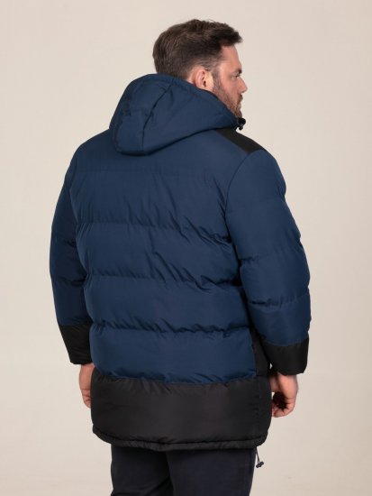 D555 Hank Ripstop Contrast Panelled Padded Hooded Jacket Námornícka modrá - Bundy - Bundy Nadmerné Veľkosti 2XL-8XL