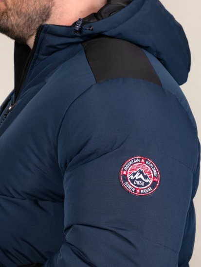 D555 Hank Ripstop Contrast Panelled Padded Hooded Jacket Námornícka modrá - Bundy - Bundy Nadmerné Veľkosti 2XL-8XL