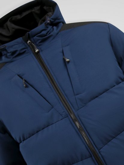 D555 Hank Ripstop Contrast Panelled Padded Hooded Jacket Námornícka modrá - Bundy - Bundy Nadmerné Veľkosti 2XL-8XL