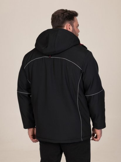 D555 Jamie Soft Shell Detachable Hood Padded Jacket Čierna - Bundy - Bundy Nadmerné Veľkosti 2XL-8XL