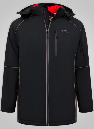D555 Jamie Soft Shell Detachable Hood Padded Jacket Čierna TALL - TALL bundy - TALL bundy pre vysokých mužov