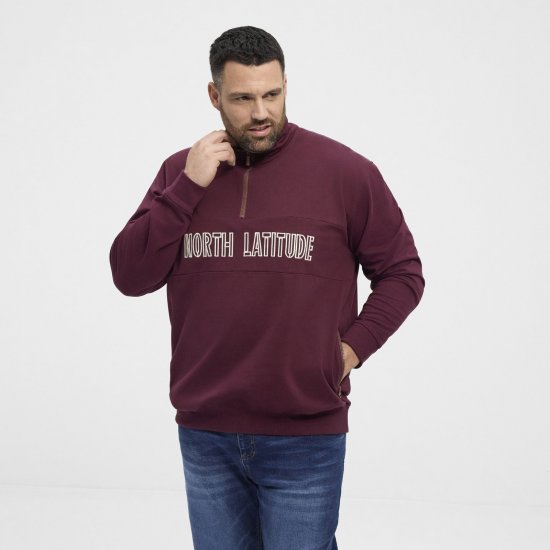 North Latitude Half Zip Mikina Vínová - Mikiny & mikiny bez kapucne - Mikiny & Mikiny s Kapucňou 2XL-12XL