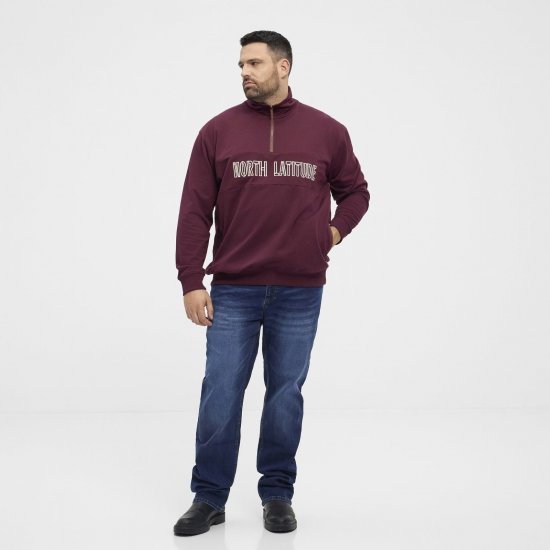 North Latitude Half Zip Mikina Vínová - Mikiny & mikiny bez kapucne - Mikiny & Mikiny s Kapucňou 2XL-12XL