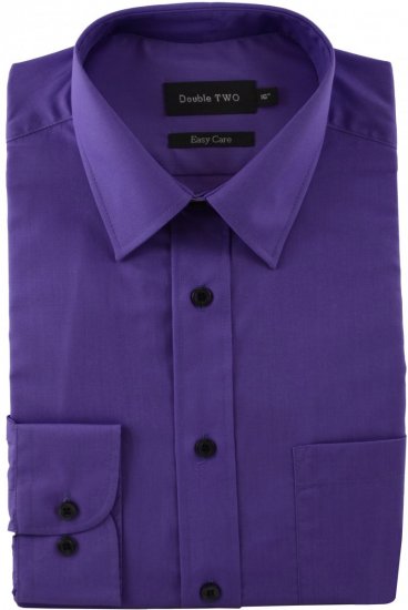 Double TWO Classic Easy Care Long Sleeve Purple - Košele - Košele 2XL-10XL