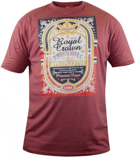 D555 Roderick Burgundy T-shirt - Tričká - Nadrozmerné tričká - 2XL-14XL