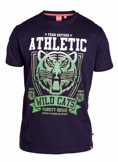 D555 STACY "Wild Cats" T-Shirt Navy - Tričká - Nadrozmerné tričká - 2XL-14XL