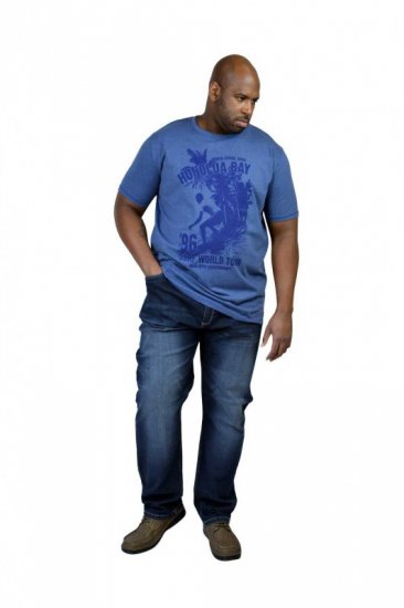 D555 CLAYTON Honolua Bay T-shirt Denim Marl - Tričká - Nadrozmerné tričká - 2XL-14XL