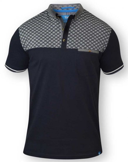 D555 MAURICE Top Paneled Short Sleeve Polo Navy - Polokošele - Polokošele 2XL-8XL