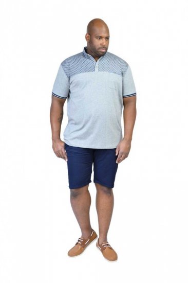 D555 MAURICE Top Paneled Short Sleeve Polo Grey - Polokošele - Polokošele 2XL-8XL