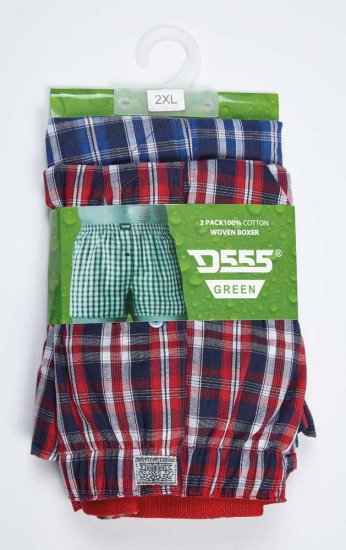 D555 PLAID Boxer Shorts Pack of Two - Spodná bielizeň - Spodné Prádlo 2XL-8XL