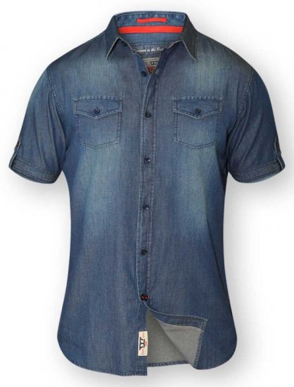 D555 DESTIN Twin Pocket Short Sleeve Vintage Denim Shirt - Košele - Košele 2XL-10XL