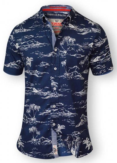 D555 NESTOR Hawaiian Print Shirt Navy - Košele - Košele 2XL-10XL